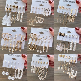 YEEZII Set Anting Stud Hias Liontin Kupu-Kupu Mutiara Berlian Gaya Retro Untuk Wanita