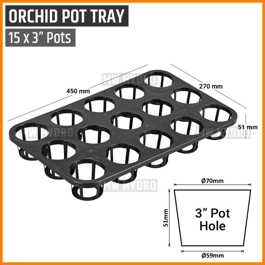 Orchid Pot Tray, Nampan Pot Bibit Anggrek, 15 Lubang 3&quot;