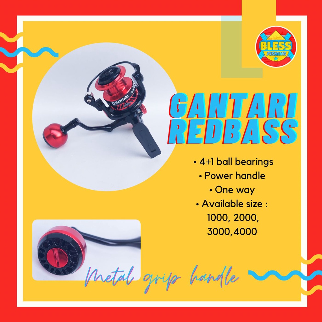 Reel Pancing Murah Berkualitas Power Handle  Gantari Redbass Power handle 4+1 BB
