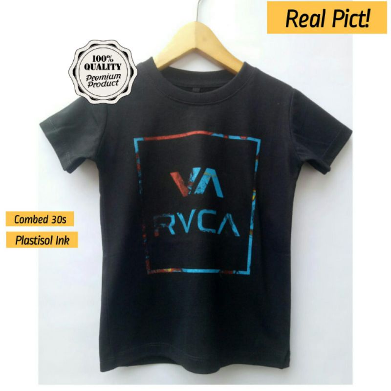 KAOS ANAK PREMIUM RVCA HITAM / 100% REAL PICT / KAOS ANAK LAKI LAKI PREMIUM / KAOS SURFING ANAK PREM