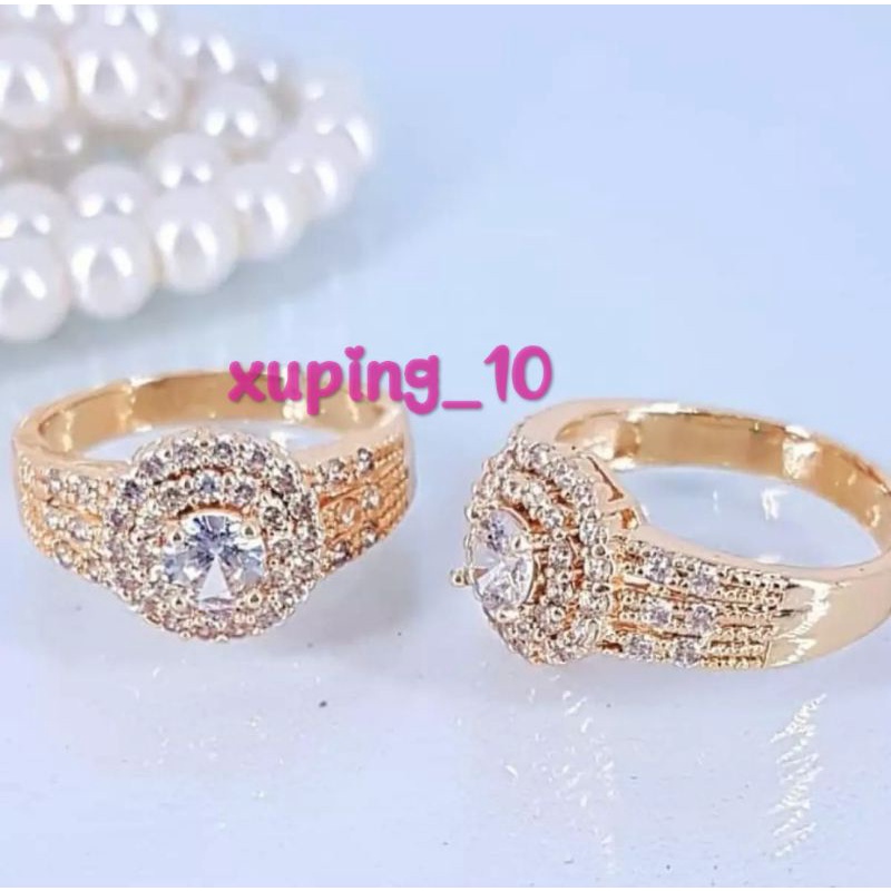 Cincin Dewasa Perhiasan Xuping Terbaru Gold Full Permata Cantik