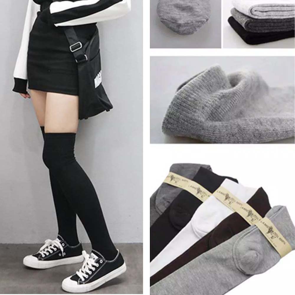 KT-02 overknee socks / KAOS KAKI sepaha warna hitam / putih