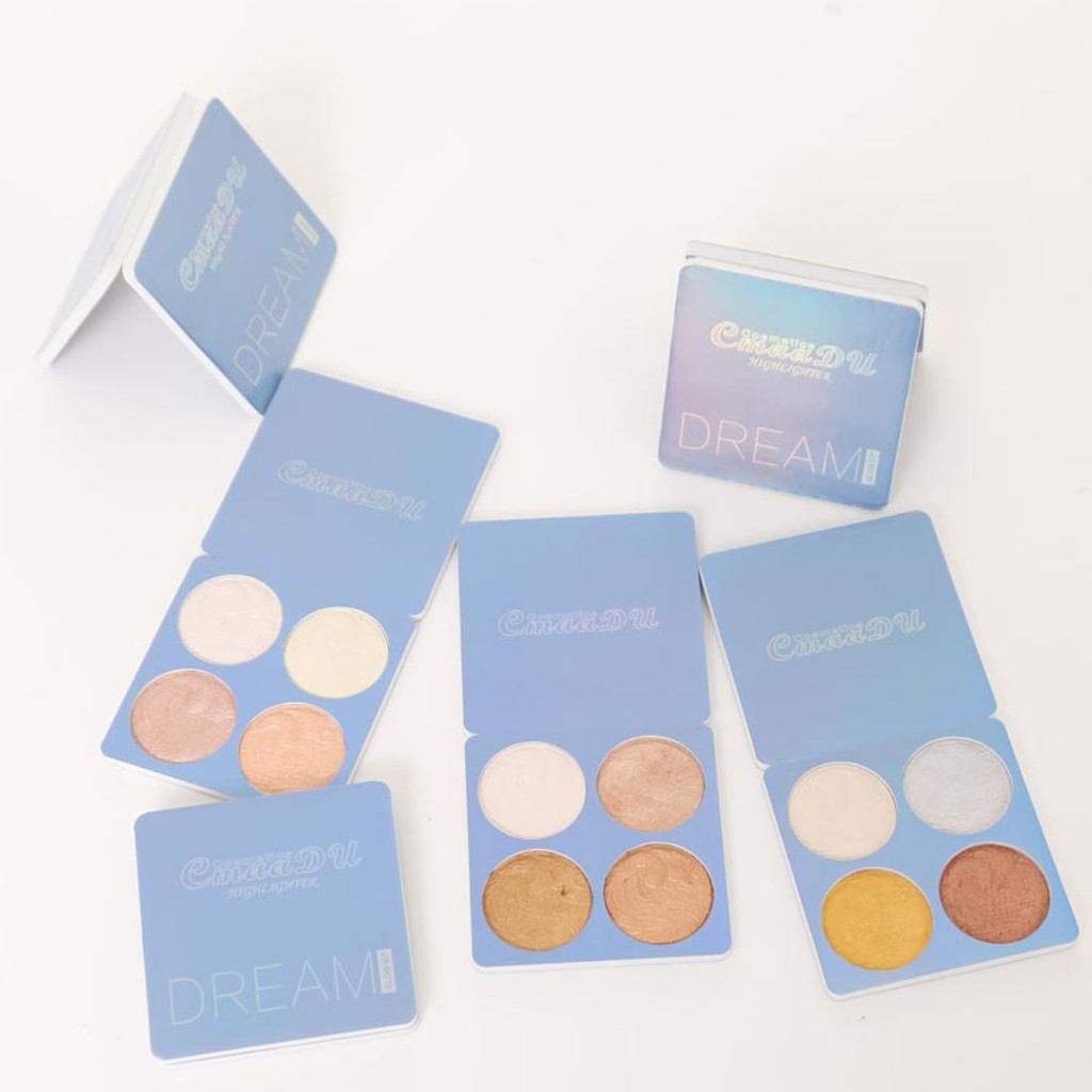 CmaaDu 4 Colors Baked Highlighter Powder Palette-4
