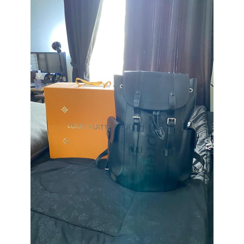 LV [Louise Vuitton] Back Pack Black Supreme Edition Original [Bag,Tas]