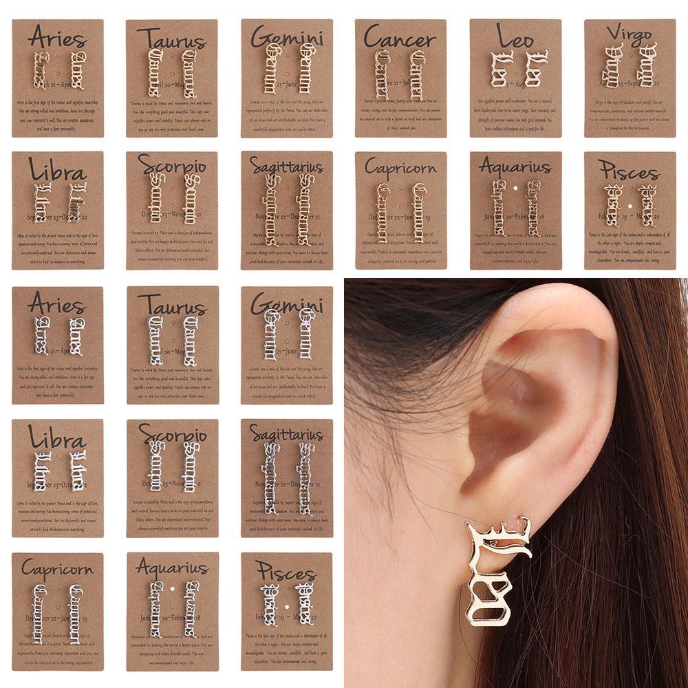 Nanas12rasi Rasi Bintang Hadiah Ulang Tahun Wanita Perempuan Zodiak Anting Bulat Leo Libra Aries Ear Studs