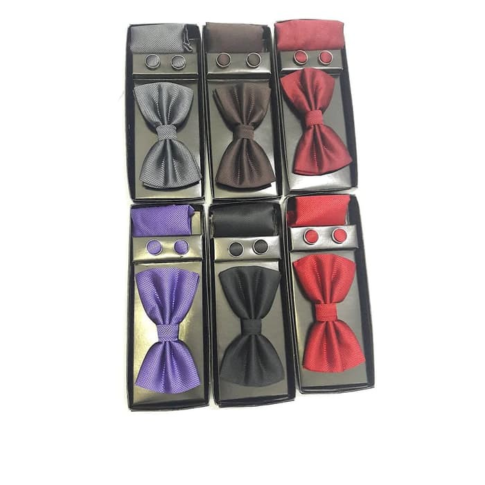 Dasi Kupu Set Gift Box Manset Cufflinks Dan Pocket Square Distributor