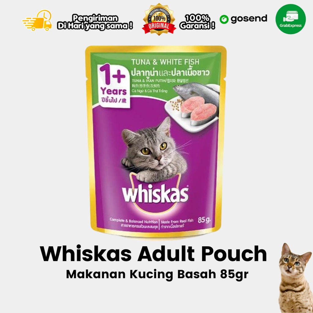 Makanan Kucing Basah Wet Food Whiskas Adult White Fish 85gr