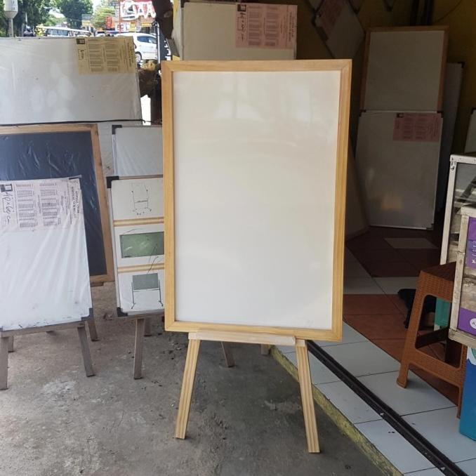 papan tulis whiteboard list dan standing kayu 60x80 cm