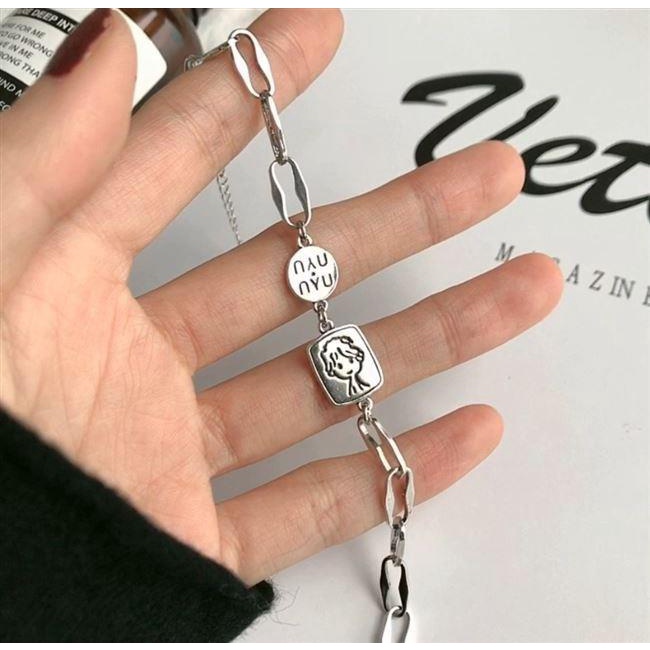 Gelang Tangan Silver Motif Potret Untuk Wanita