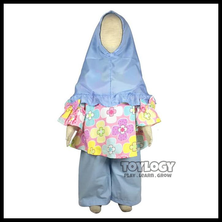 Amazing Grow Baju Dan Celana Setelan Muslimah Anak Mariyam - Blue - M