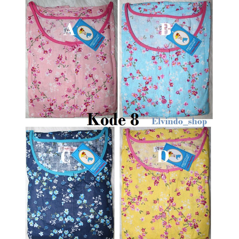 Piyama Cp set celana panjang Katun Motif Bunga Pretty girl-4