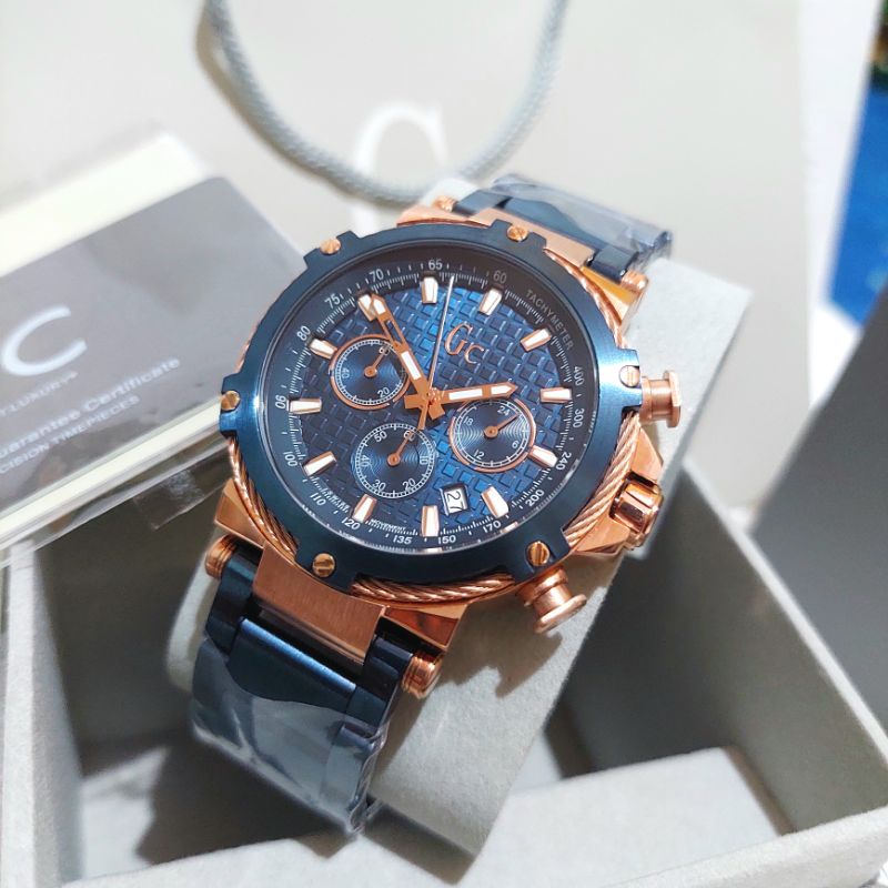 Jam Tangan Pria Guess Collection GC Y54003G7 Original Chronograph Navy