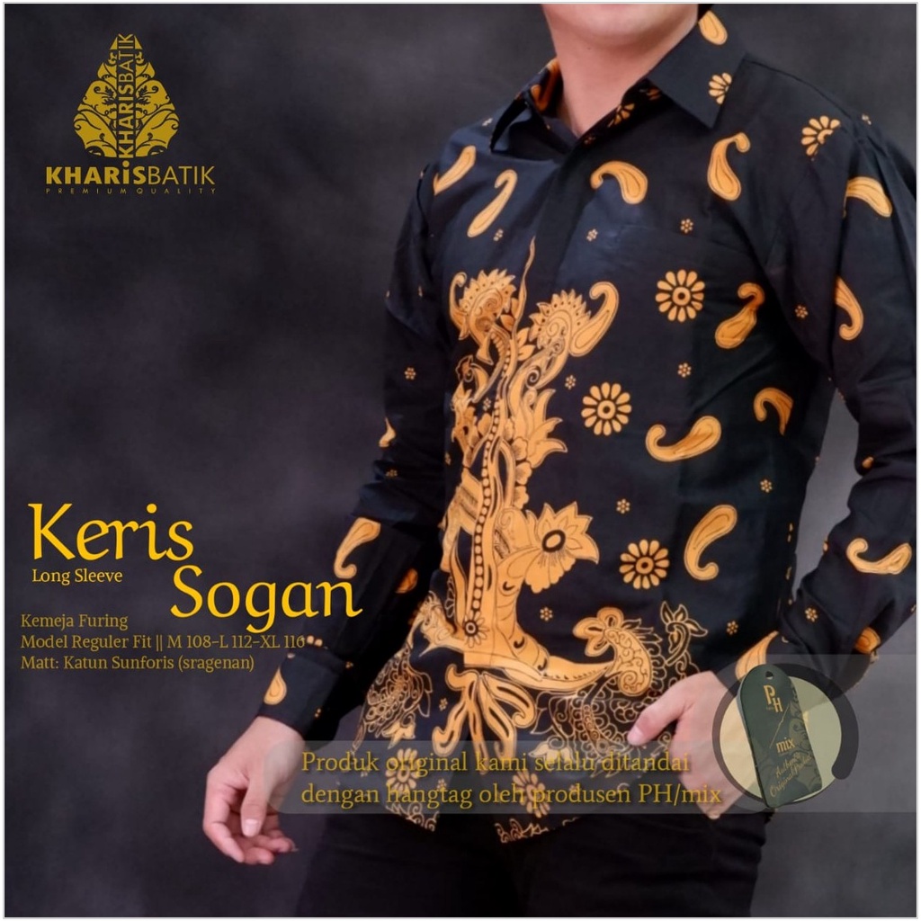 DISKON BESAR KERIS SOGAN KEMEJA BATIK SOLO PRIA LENGAN PANJANG LAPIS FURING ATASAN PREMIUM MODERN KO