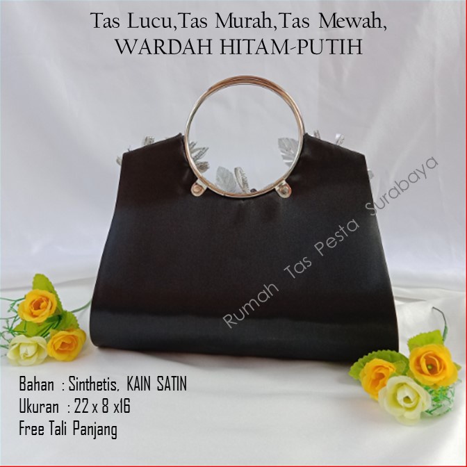 Tas Satin,Tas Clutch,Tas Seserahan,WARDAH HITAM-PUTIH