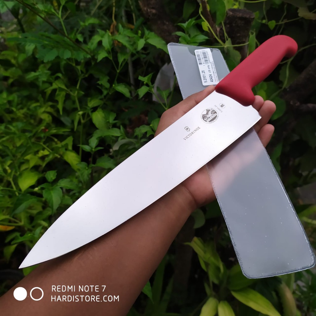 Pisau Iris Daging 25 cm Victorinox Carving Knife 5.2001.25 Red Fibrox Handle Original Swiss