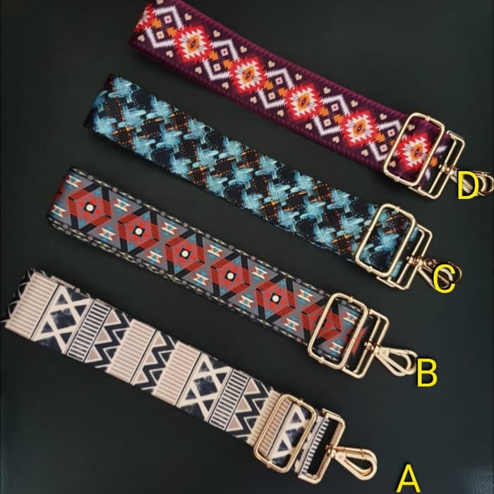 strap bag tali tas panjang motif etnik long strap rajut elegan