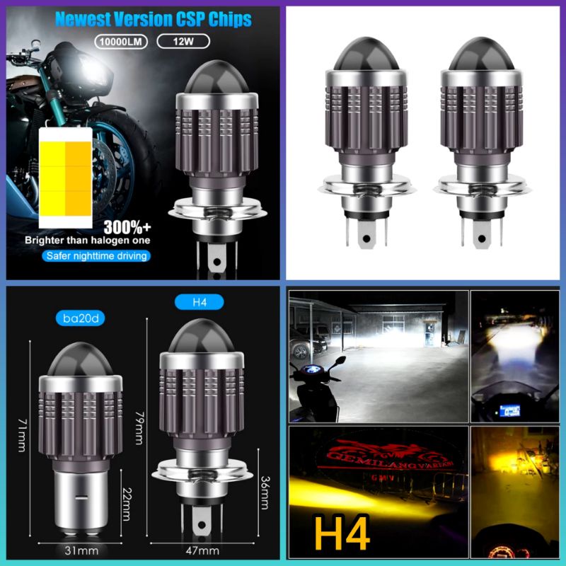Dc Bohlam lampu depan led H4 H6 Laser 2 colours hi-low terang motor bebek matic sport mio beat vario
