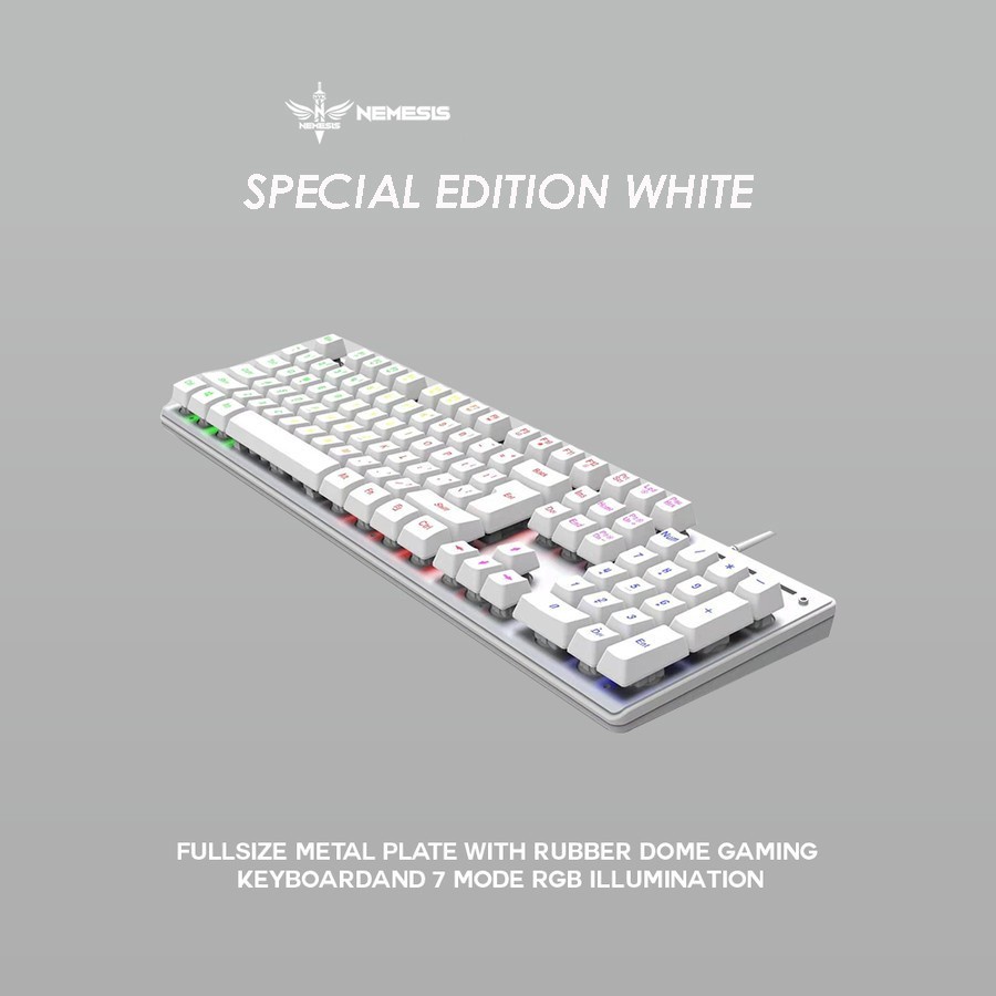 NYK KR301 / KR-301 Skylight White RGB Gaming Keyboard