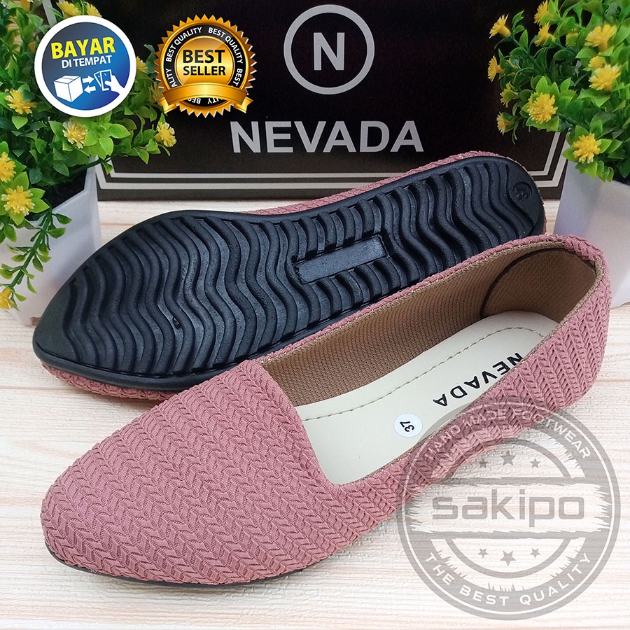 PROMO 12.12 BIRTHDAY SALE SEPATU WANITA DEWASA BALET RAJUT NEVADA TRENDI TERMURAH TERLARIS TAMPIL CANTIK / SAKIPO