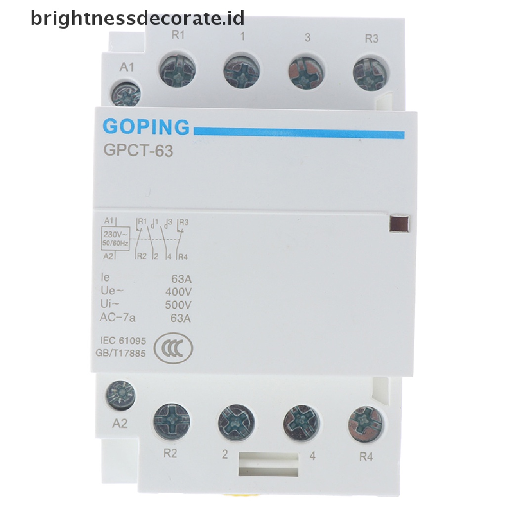 Kontaktor Ac 4p 63a 2nc 2no 220v 400v ~ 50 / 60hz Din Rail Untuk Rumah Tangga