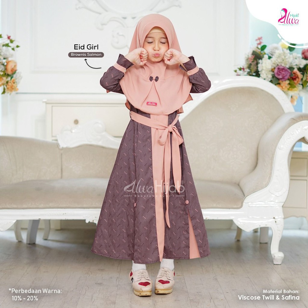 Baju Gamis Anak Perempuan Alwa Hijab Original -Gamis EID SERIES Sarimbit Keluarga -Baju Lebaran Anak