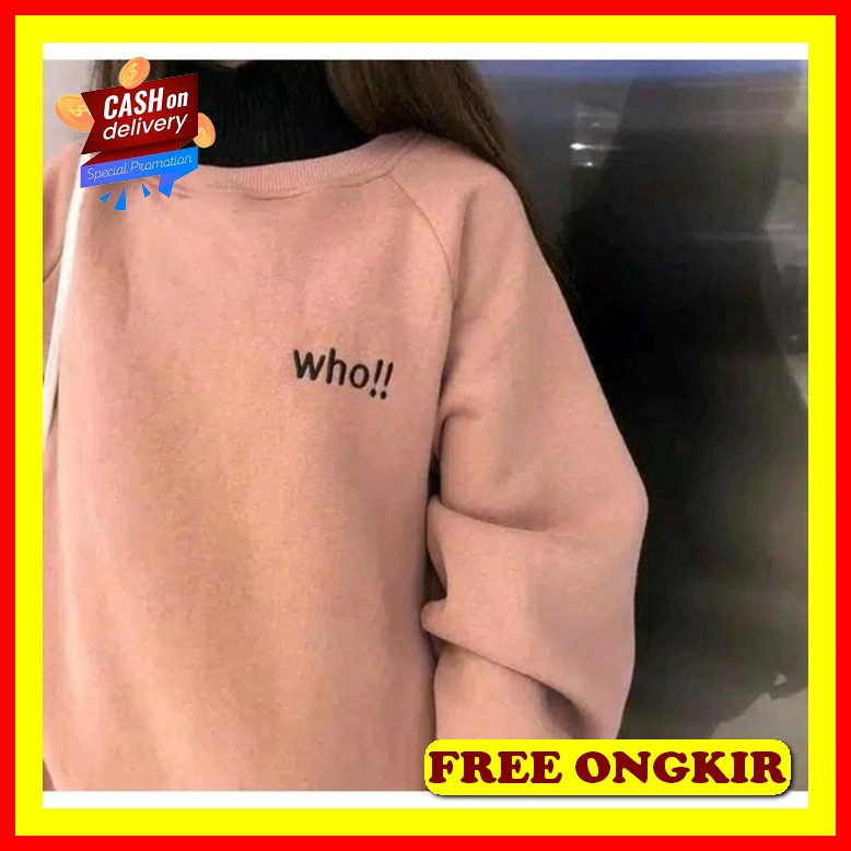 Sweater Oversize Jumbo Top Atasan Lengan Panjang Sablon Bahan Fleece Hijab Friendly Casual Hangout K