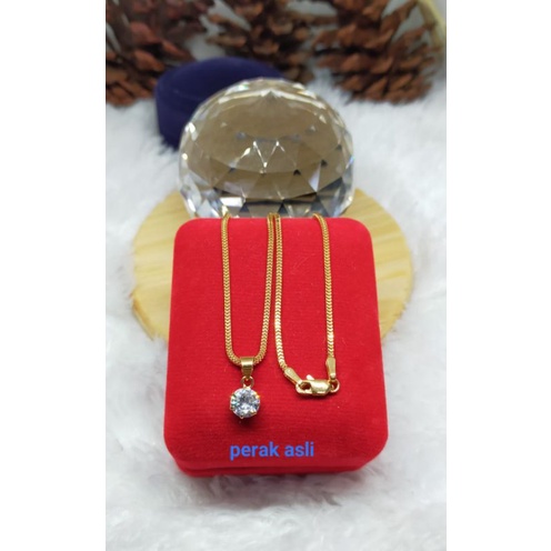 Kalung Milano anak + Liontin Desi, Perak 925, Sepuh Emas Kuning