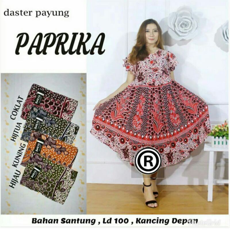 DASTER PAYUNG PAPRIKA-DASTER KANCING DEPAN-DASTER BUSUI-BUMIL-DASTER LENGAN PENDEK-DASTER MURAH-ADEM