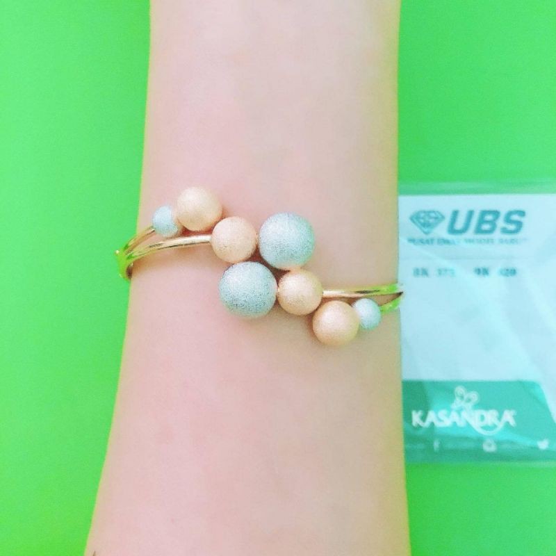 Gelang bangle 8 bola pasir 2 warna UBS  kadar 375 8K