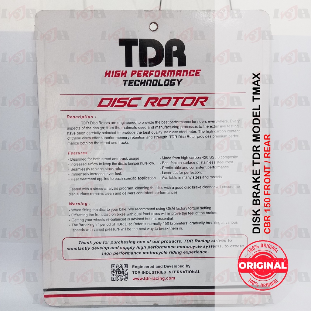 TDR Piringan Cakram CBR 150 Model TMAX Disc Brake Motor Rem Cakram Depan Belakang