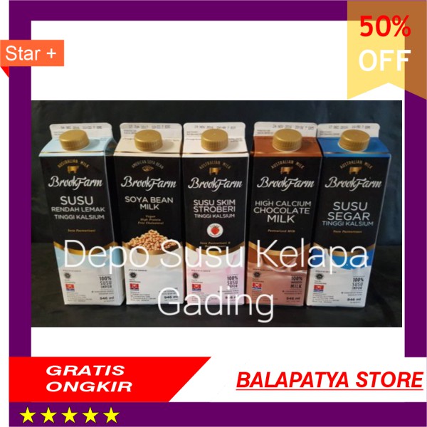 

CUMA HARI INI SAJA!!! 50 Off Susu Brookfarm Fresh Milk All Varian Import Premium 1L segar
