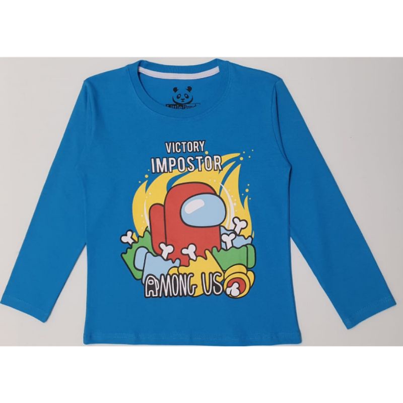 PKA - KLP Grosir KAOS LENGAN PANJANG Anak Karakter AMONG* US BIRU