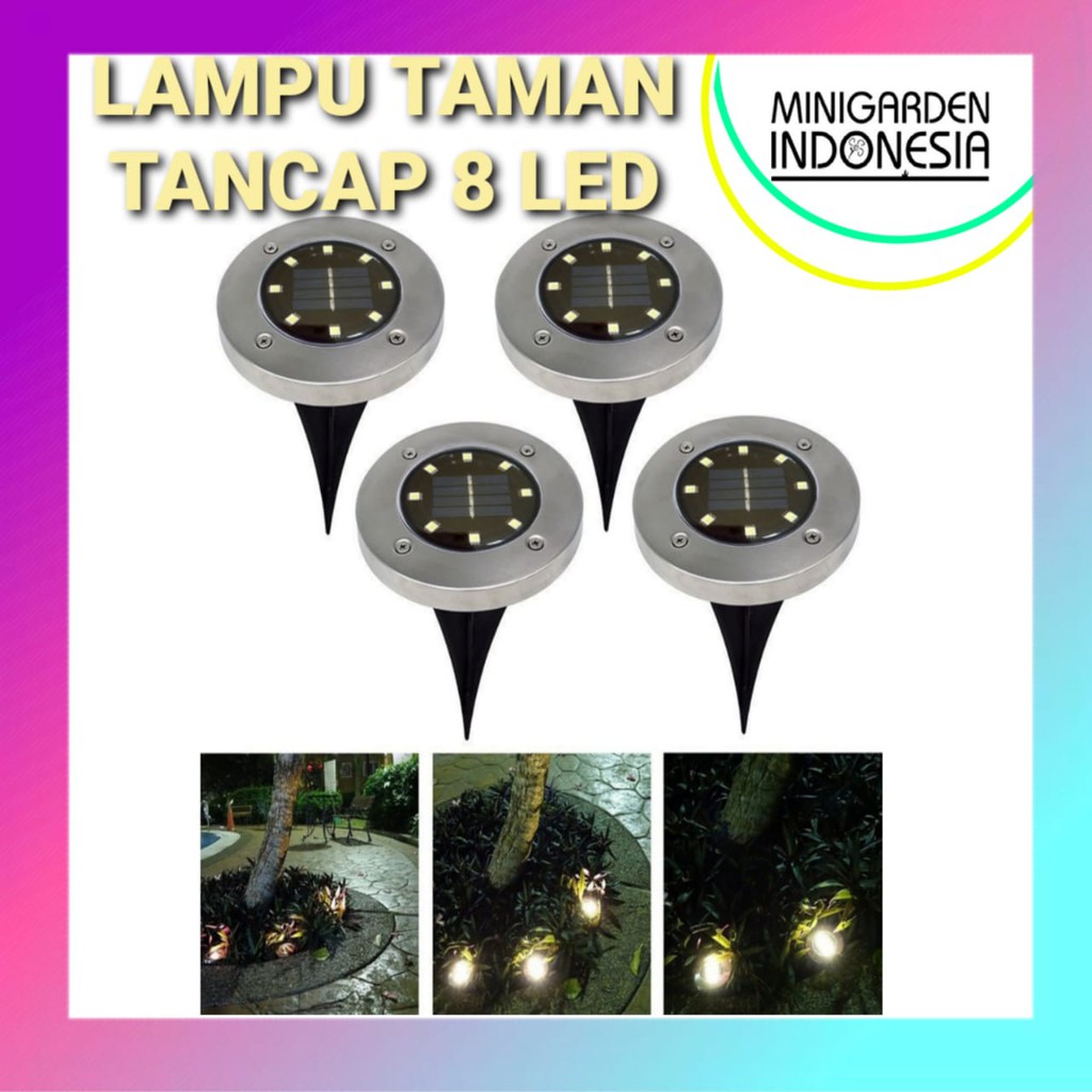 LAMPU TAMAN TANCAP 8 LED Solar Cell Garden Lamp Tenaga Surya emergency Outdoor Waterproof dekorasi