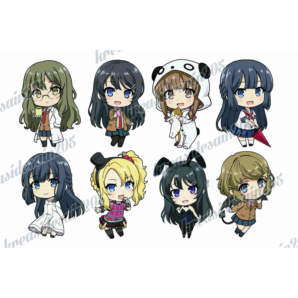 stiker anime /vinyl /stiker laptop /stiker / chibi/Seishun Buta Yarou wa Bunny Girl/bunny senpai /ke