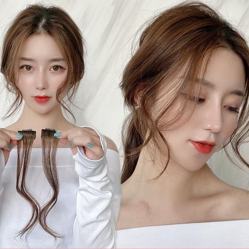 Wig / Rambut Palsu Wanita Model Panjang Gelombang Dengan Poni