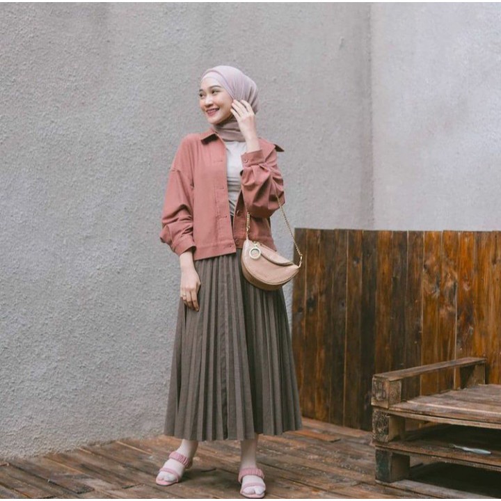 (COD) Rok Plisket Premium Lipatan Besar / Rok Plisket Mayung Maxi Skirt / Rok Plisket Skrit Premium