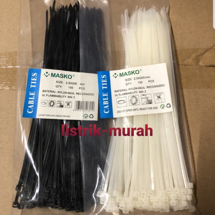 

ORGANIZER-DOCUMENT- MASKO KABEL TIES 2.5X200 MM 20CM SABUK KABEL TALI TIS CABLE - PUTIH -DOCUMENT-