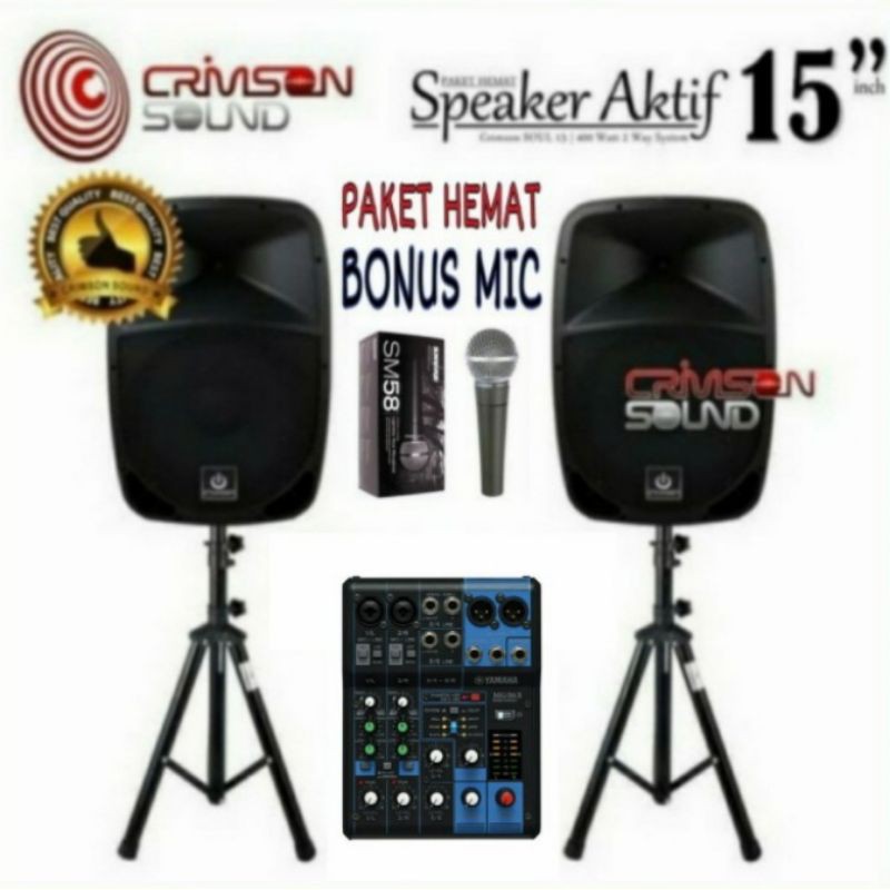 Paket sound sistem indoor Outdoor 15 inch plus mixer Yamaha 6 chn