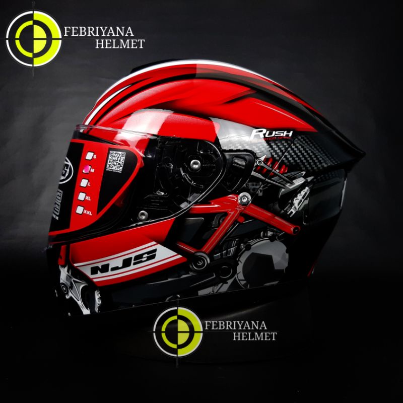 HELM NJS ZX1 RUSH BLACK RED FULL FACE NJS ZX-1