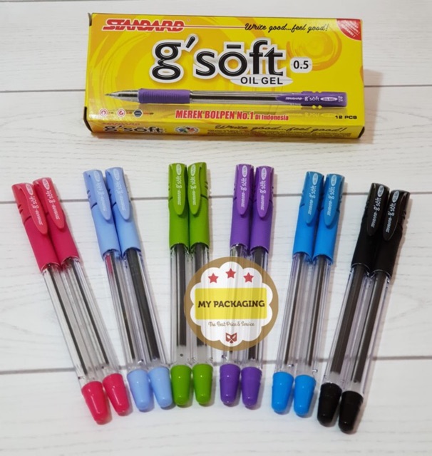 Ball Point G-SOFT 0.5 oil gel hitam/ Pulpen/bolpen STANDARD gsoft