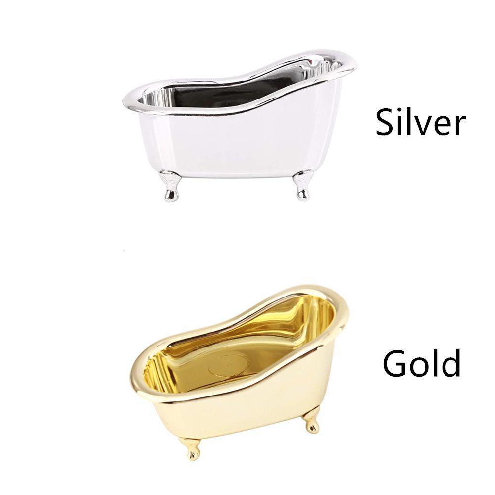 Solighter Kotak Penyimpanan Perhiasan Aksesoris Kamar Mandi Gold Desktop Decor Sundry Makeup Organizer
