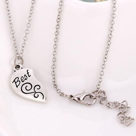 2pcs Kalung Best Friend Mini Kalung Rantai dengan Liontin Hati