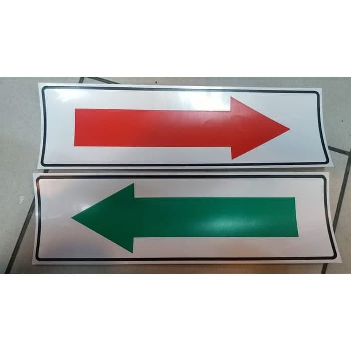 

SIGN LABEL STICKER PENUNJUK ARAH MERAH HIJAU DIM 30X10CM