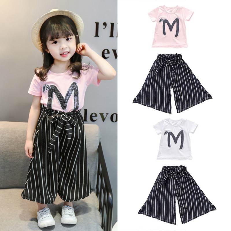 Set 2Pcs Kaos  T Shirt Lengan  Pendek Gambar Tulisan  dan 