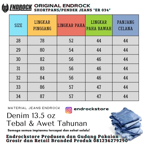 ORIGINAL jeans Endrock 034 Rumbai | Celana jeans pendek pria