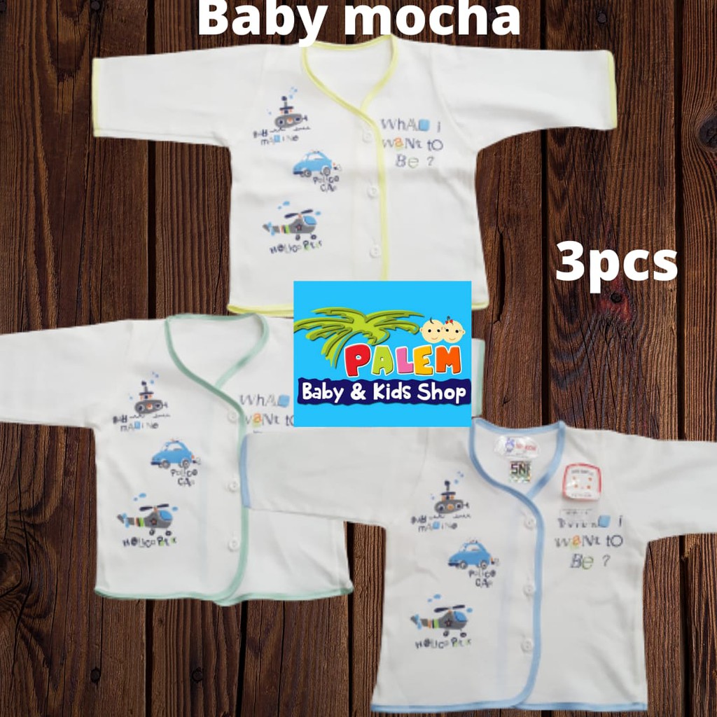 Baby Mocha Baju Atasan Panjang Kancing Depan isi3 Ukuran NB