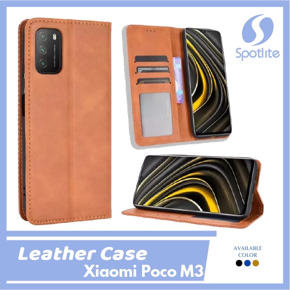 FLIP COVER XIAOMI POCO M3 LEATHER CASE DOMPET HP KULIT SPOTLITE