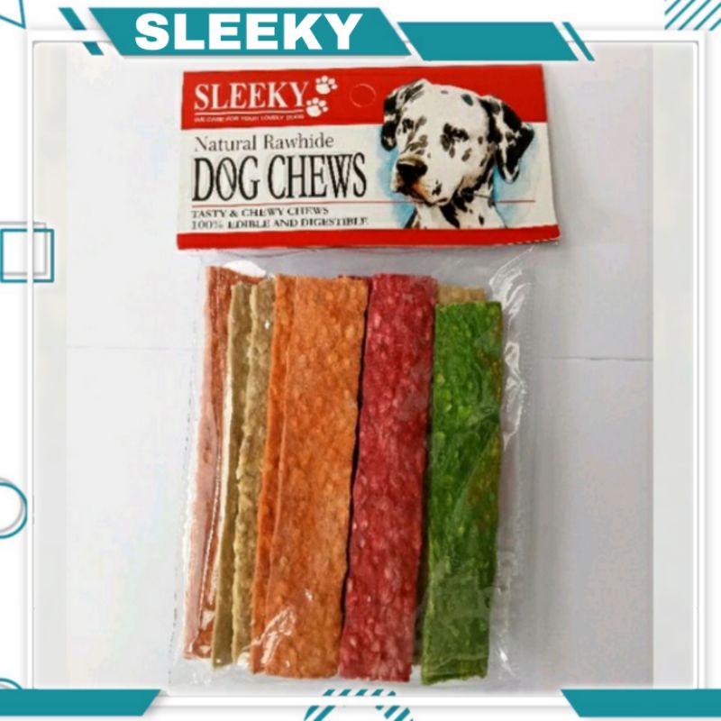 Sleeky Natural Rawhide Dog Chews ( Pipih Isi 12 ) Dog Snack Cemilan Anjing