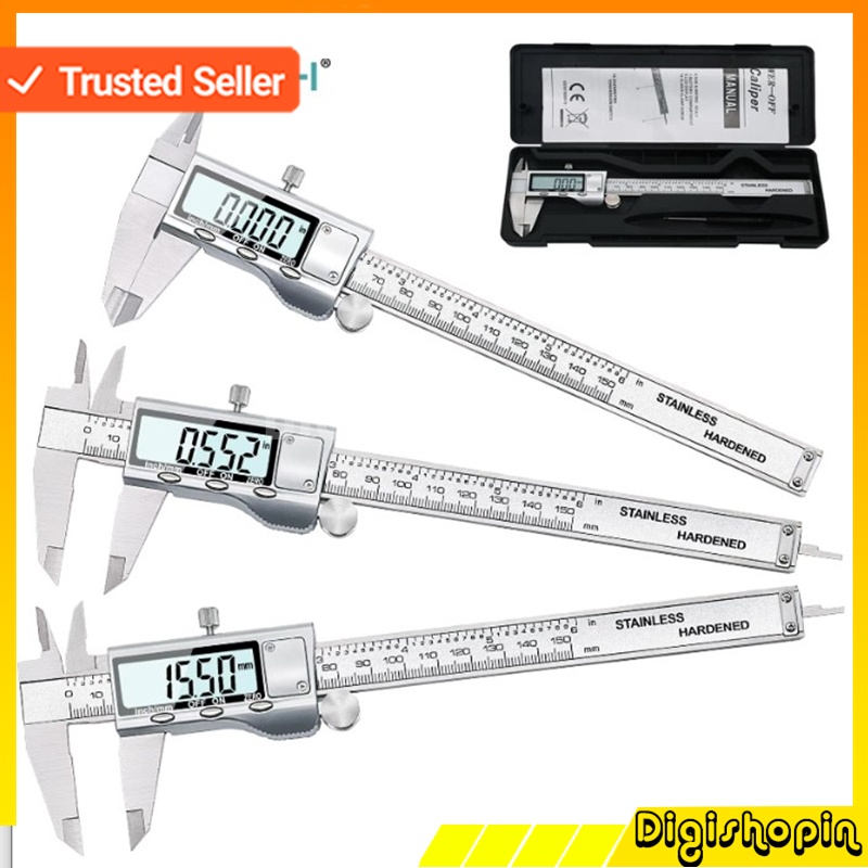 Jangka Sorong Digital LCD Caliper Micrometer 15CM / Caliper digital / Jangka sorong / Sigmat digital / 6-Inch 150mm Stainless Steel Electronic Digital Vernier Caliper Metal Micrometer Measuring