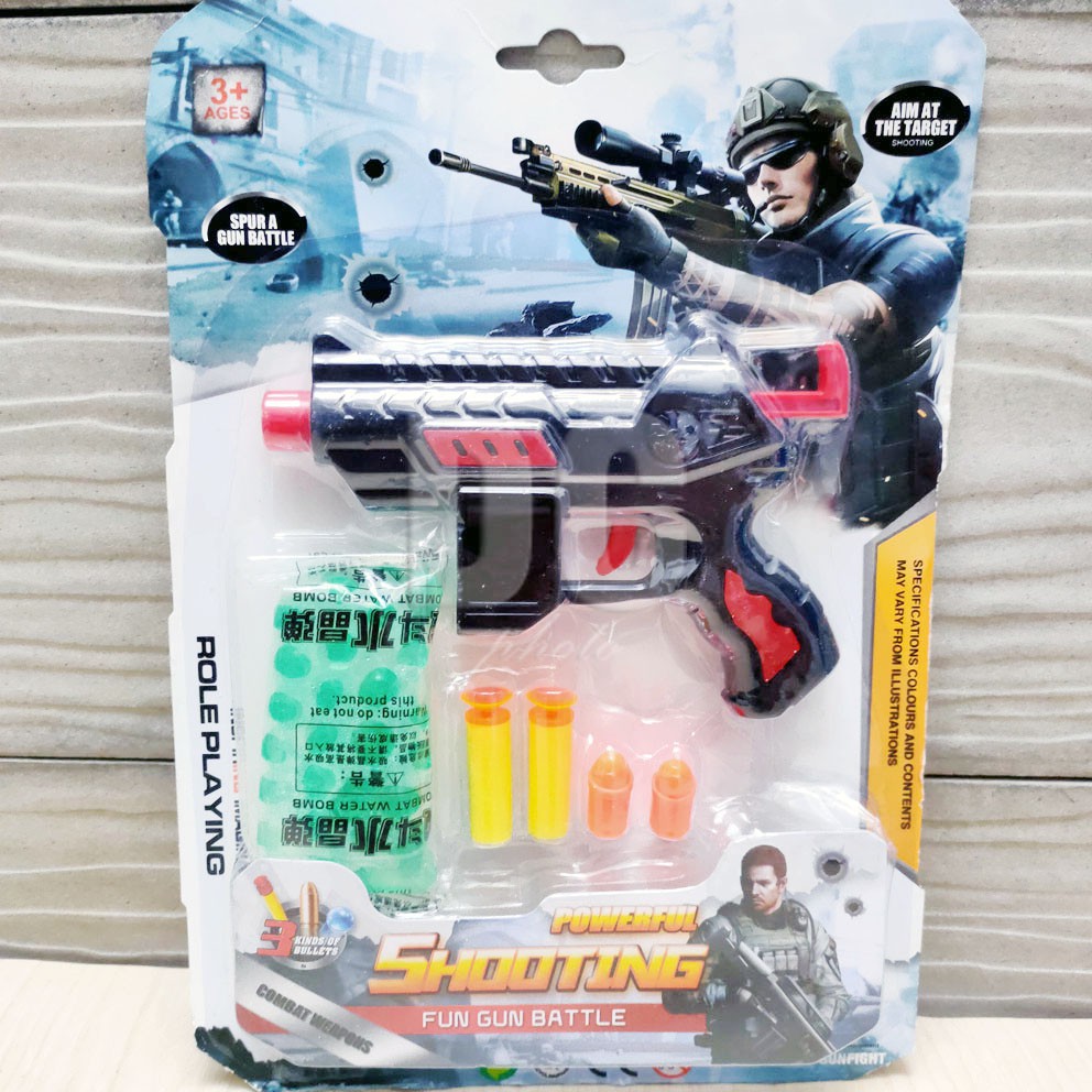 Powerful Shooting Gun Mainan Pistol Waterbeads Peluru Gabus Tembak tembakan